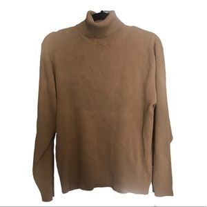 Long sleeved ribbed beige turtle neck